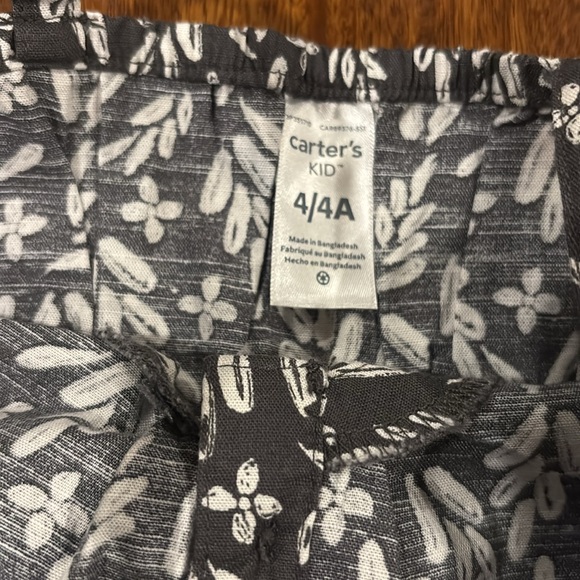 Carter's Black and White Leaf Print Jumpsuit - Picture 3 of 4